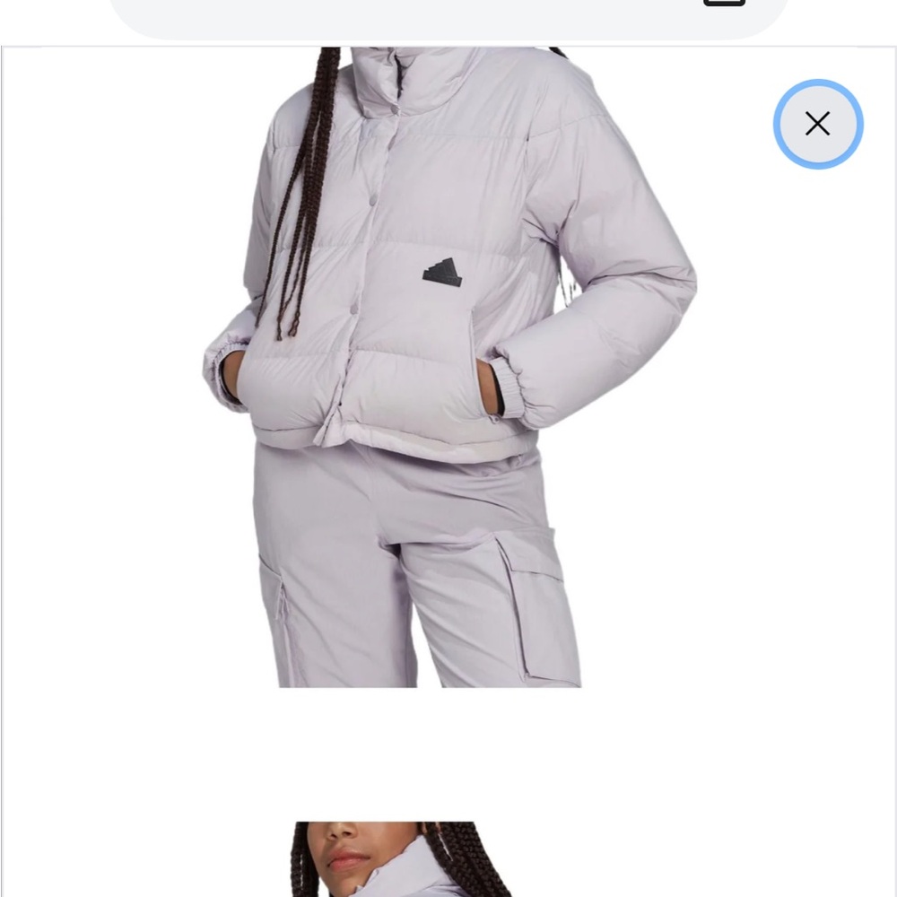 Adidas  multi sport down fill crop puffer coat. XL lavender. HM2902